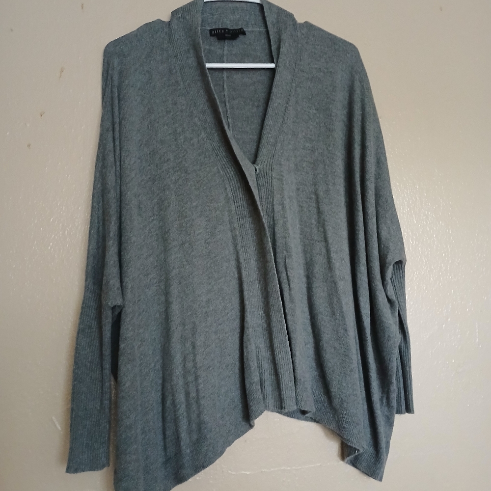Alice and Olivia‎ Cardigan Sweater Large Womens Grey Dolman Sleeve Angora Blend